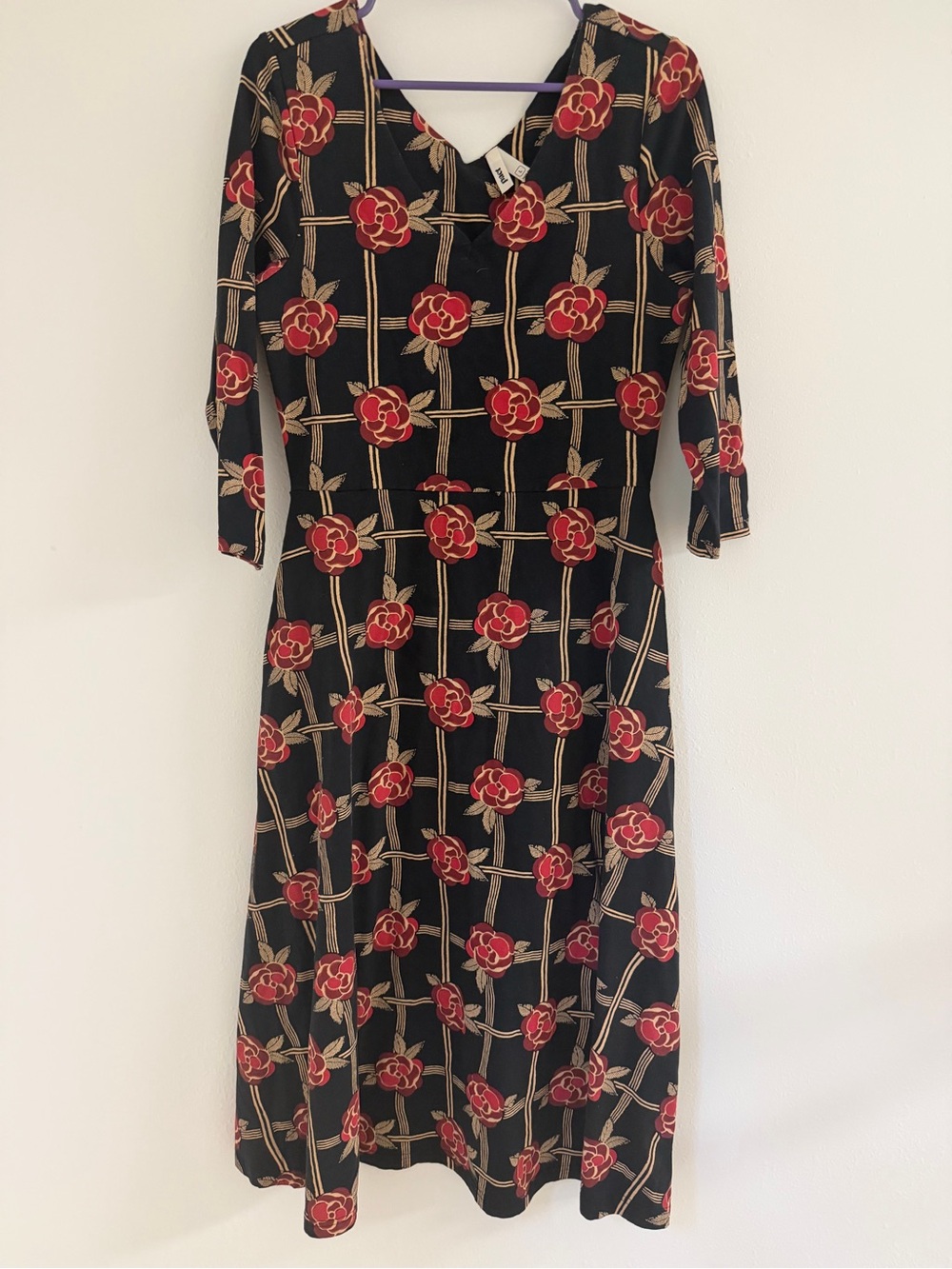 Pact Black Fit and Flare Midi Dress